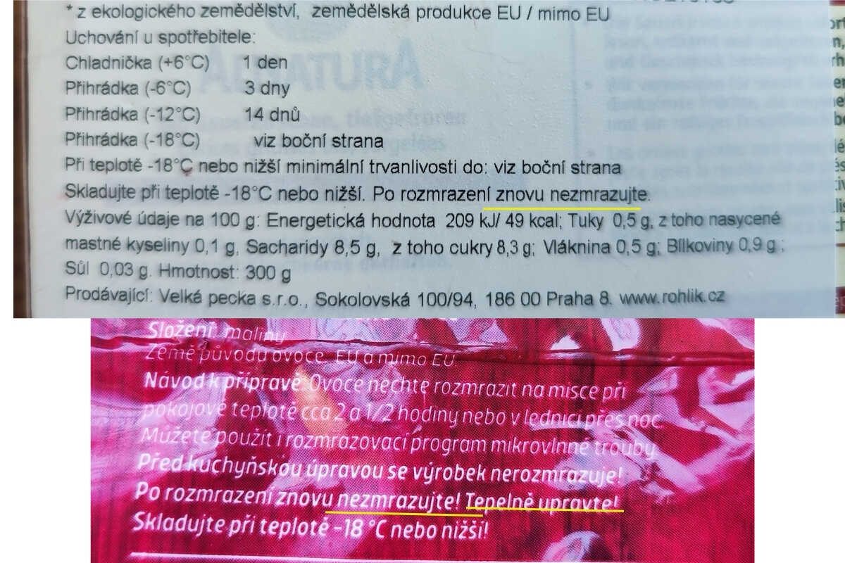 etiketa mražené
